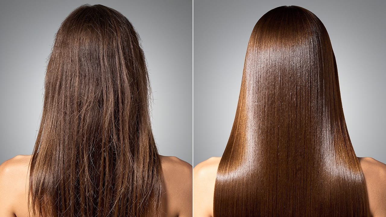 Comparație între păr deteriorat și păr sănătos